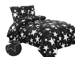 Bavlissimo Dvoudílné krepové povlečení hvězdy černá bílá 140x200, 70x90