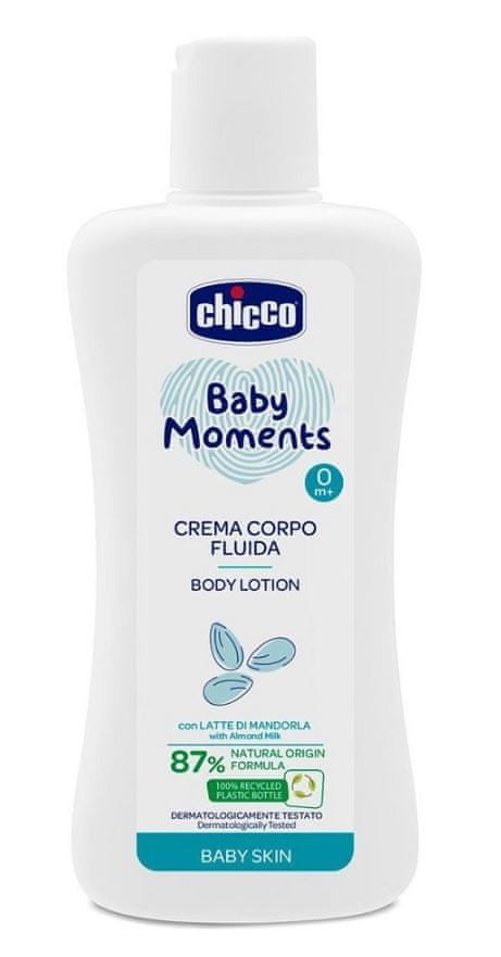Levně Chicco tělové mléko Baby Moments 87 % přírodních složek 200 ml