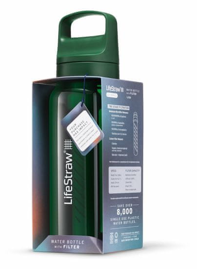 LifeStraw LGV41LGRWW Go 2.0 Water Filter Bottle 1L Terrace Green