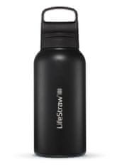 LifeStraw LGV41SBKWW Go 2.0 Stainless Steel Water Filtr Bottle 1L Black