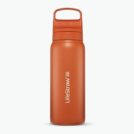 LifeStraw LGV41SORWW Go 2.0 Stainless Steel Water Filtr Bottle 1L Kyoto Orange