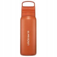 LifeStraw LGV42SORWW Go 2.0 Stainless Steel Water Filtr Bottle 24oz Kyoto Orange