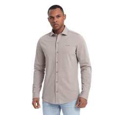 OMBRE Pánská bavlněná košile REGULAR popelavá MDN124776 S