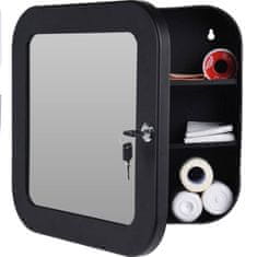 Excellent Houseware Kovová lékárnička se zrcadlem, 32 x 32 x 15 cm, černá
