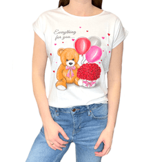 INNA Dámské tričko s krátkým rukávem šedý melír medvídek s balónky, L Regular