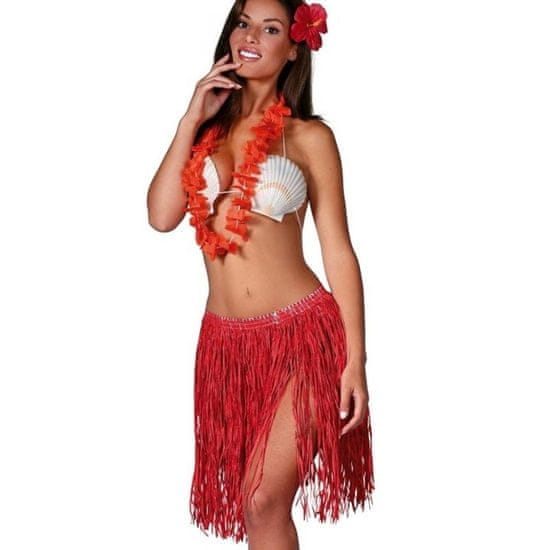 funny fashion Kostým havajská tanečnice s květem červená