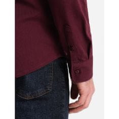 OMBRE Pánská bavlněná košile REGULAR bordó MDN124774 S