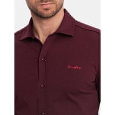 OMBRE Pánská bavlněná košile REGULAR bordó MDN124774 S