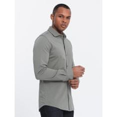 OMBRE Pánská bavlněná košile REGULAR světle khaki MDN124775 S