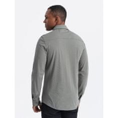 OMBRE Pánská bavlněná košile REGULAR světle khaki MDN124775 S