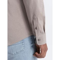 OMBRE Pánská bavlněná košile REGULAR popelavá MDN124776 S