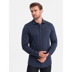 OMBRE Pánská bavlněná košile REGULAR tmavě modrá MDN124778 L