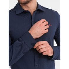OMBRE Pánská bavlněná košile REGULAR tmavě modrá MDN124778 L