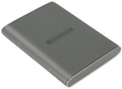Transcend ESD360C 4TB, USB 20Gbps Type C, Externí SSD disk (3D NAND flash), 2000MB/R, 2000MB/W, šedý