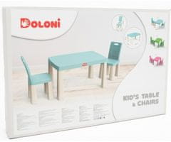 Doloni set dětský stůl a dvě židle tyrkysová