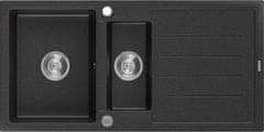 Mexen Andres granitový dřez s malým odkapávačem 1000 x 500 mm,černý/stříbrný metalik (6515101510-73)