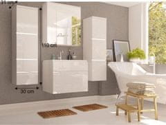 KONDELA Vysoká koupelnová skříňka MASON WH11, bílá / bílý HG