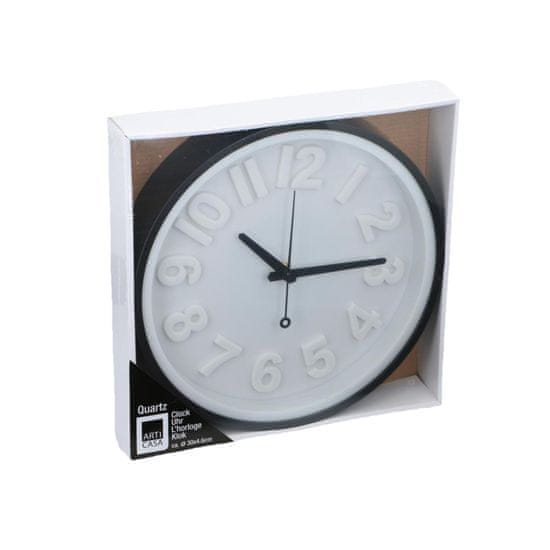 Arti Casa Nástěnné hodiny, bílá čísla, 30 cm