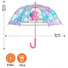 Perletti Cool Kids, Dětský reflexní deštník Unicorn Transparent, 15581