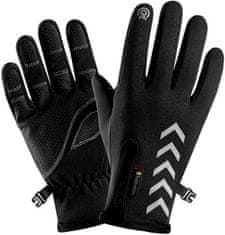 Camerazar Pánské zateplené zimní rukavice s dotykovou funkcí, černé, polyester a guma, velikost XL