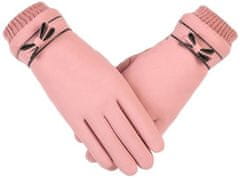 Camerazar Dámské zateplené rukavice, voděodolné, dotykové, růžové, univerzální velikost