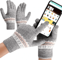 Camerazar Dámské zimní rukavice se severským vzorem, šedé, akrylová příze, univerzální velikost