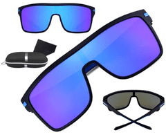 Camerazar Pánské velké sluneční brýle s polarizačními zrcadlovými čočkami, černé, plastový rám, UV 400 ochrana