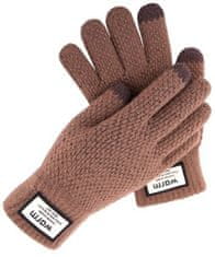 Camerazar Pánské dotykové rukavice zimní, hnědé, akrylová příze, univerzální velikost