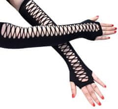 Camerazar Dlouhé elastické rukavice v gotickém stylu, černé, univerzální velikost, maximální délka 41 cm