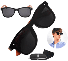 Camerazar Pánské sportovní polarizační brýle, černé s bambusovými zorníky, UV filtr 400 kat. 3