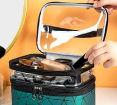 Camerazar Velká závěsná kosmetická taška, zelená, vodotěsná PVC+TPU, 16x23x17 cm