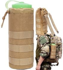 Camerazar Taktická vojenská cestovní taška na láhev Molle, písková barva, odolný nylon Oxford 1000D, rozměry 23 cm x 10 cm