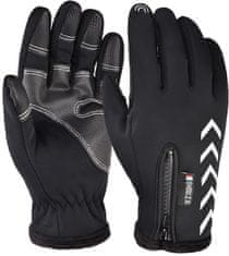 Camerazar Pánské zateplené zimní rukavice s dotykovou funkcí, černé, polyester a guma, velikost XL