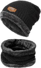 Camerazar Pánský zimní set čepice a komín, černá, akrylové vlákno, univerzální velikost