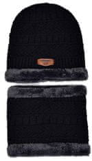 Camerazar Pánský zimní set čepice a komín, černá, akrylové vlákno, univerzální velikost