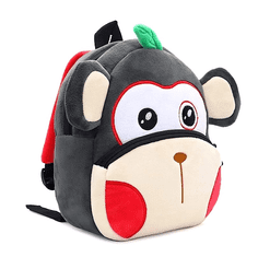 Camerazar Plyšový dětský batoh Opička, šedá barva, polyester, rozměry 26x24x10 cm