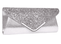 Camerazar "Elegantní večerní brokátová taška přes rameno, stříbrná, syntetický materiál, 24x15x6 cm"