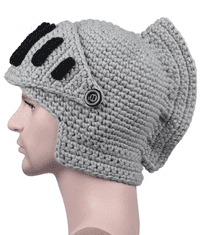 Camerazar Pánská zimní čepice s maskou v designu římského gladiátorského helmu, šedá, elastický polyester