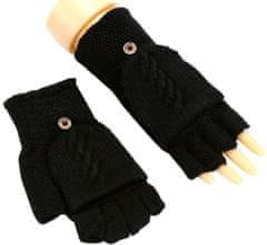 Camerazar Pánské teplé zimní palčáky s chlopní, černé, 100% akrylová příze, univerzální velikost