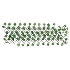 Vidaxl Treláž s umělými listy vinné révy roztahovací zelená 190x60 cm