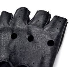 Camerazar Kožené rukavice s otvory pro prsty, černá, polyuretan, univerzální velikost