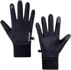 Camerazar Pánské zateplené zimní rukavice s dotykovou funkcí, černé, materiál 80% elastan a 20% polyester, velikost XL