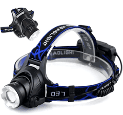Camerazar Čelovka LED USB, vodotěsná, taktická, s funkcí ZOOM a červeným výstražným světlem