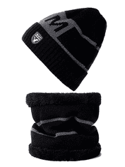 Camerazar Pánský zimní set - zateplená čepice a komín, černá, 100% akrylové vlákno, univerzální velikost