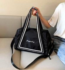 Camerazar Prostorná cestovní taška do tělocvičny, černá, nylon, 42x23x18 cm