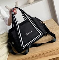 Camerazar Prostorná cestovní taška do tělocvičny, černá, nylon, 42x23x18 cm