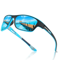 Camerazar Pánské polarizační sluneční brýle, modré, zrcadlové čočky, plastový rám