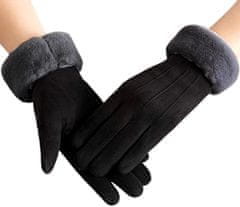 Camerazar Dámské dotykové zimní rukavice, černé, polyester, 23.5x9 cm
