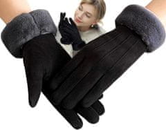 Camerazar Dámské dotykové zimní rukavice, černé, polyester, 23.5x9 cm