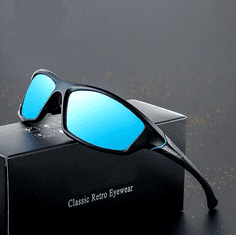 Camerazar Pánské sluneční brýle s polarizací a modrým zrcadlovým sklem, UV-400 kat. 3 filtr, matný černý rám